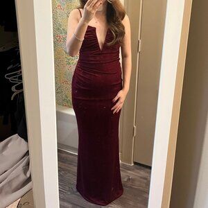 Katie May Erykah Plunge Neck Gown in Sangria